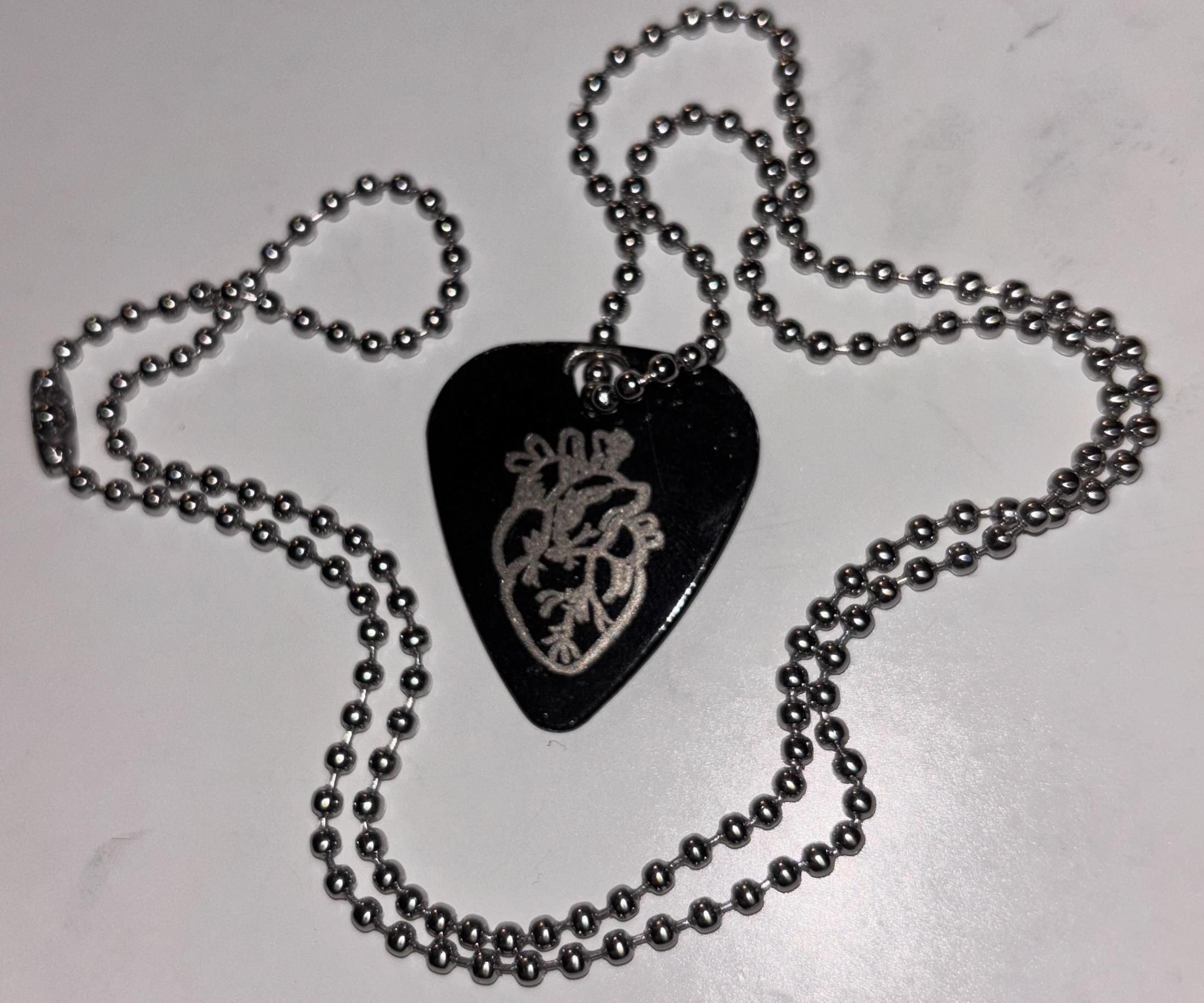 Engraved Stainless Steel Guitar Pick Necklace
