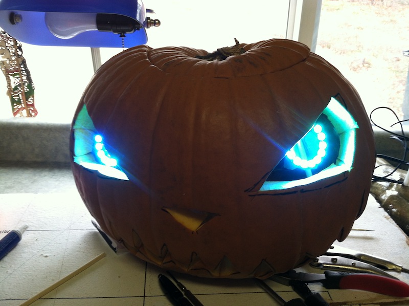 Carved Pumpkin With NeoPixel Eyes
