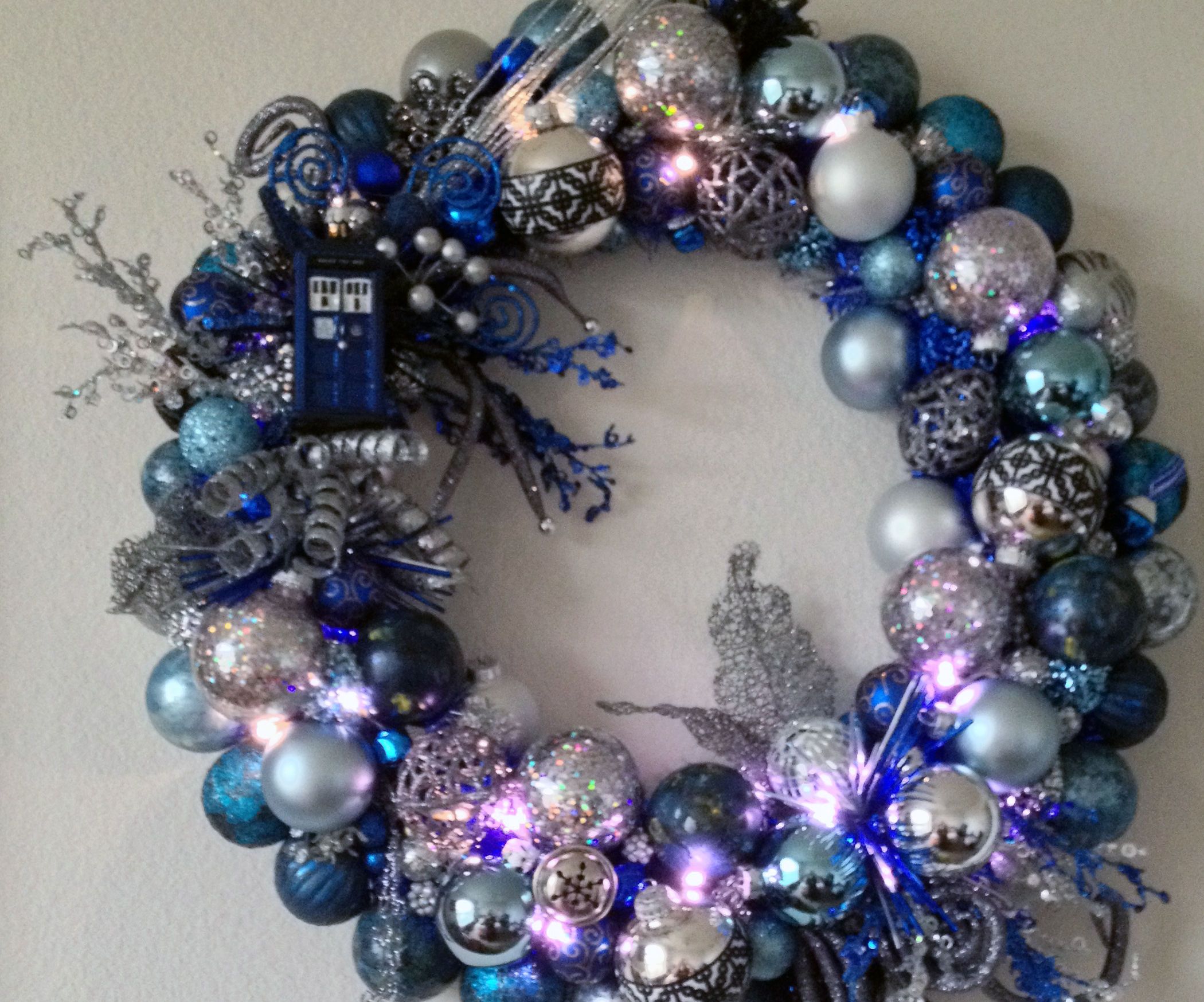 Lighted Tardis Ornament Wreath