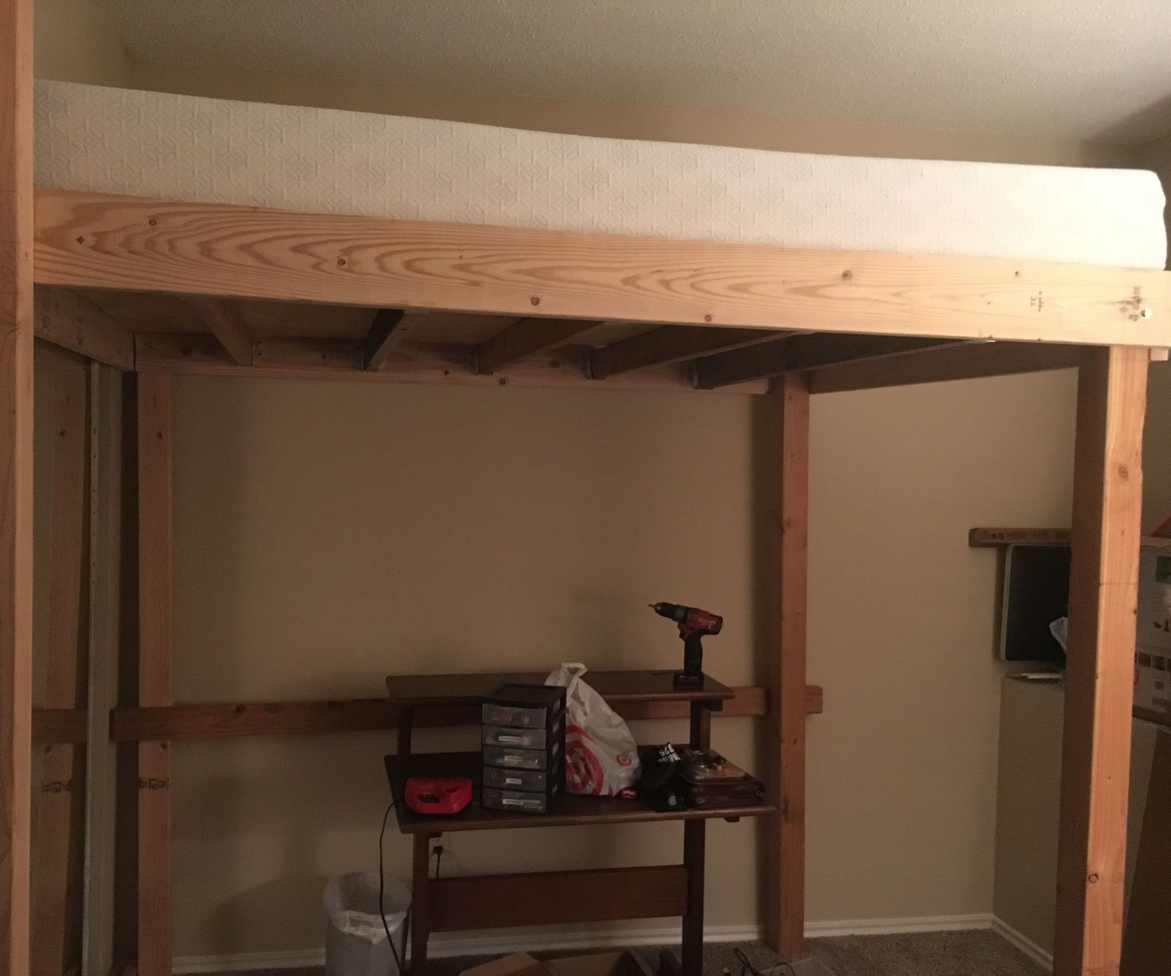 Inexpensive 'Bare Bones' Lofted Bed