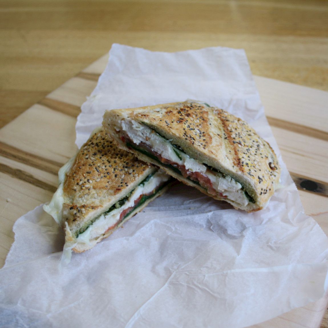Pressed Chicken and Pesto Sandwich