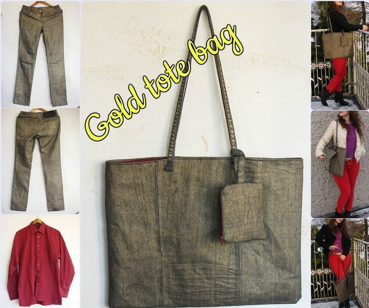 How to Sew a Gold Tote Bag From Old Jeans