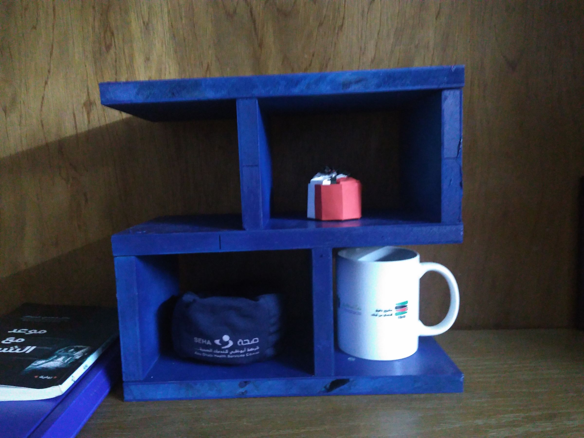 Blue Floating Plywood Shelf 5 Steps Instructables