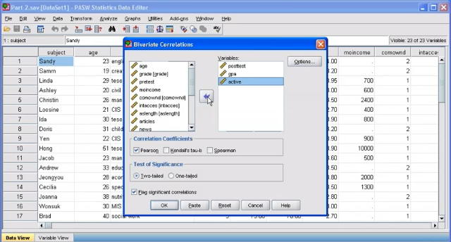 Correlation: SPSS (2.2)