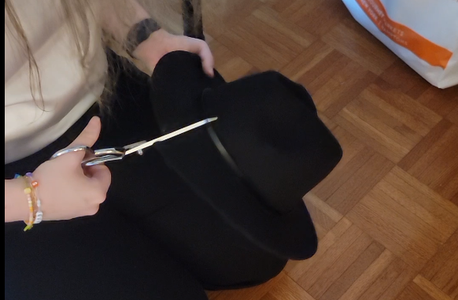 Cut the Fedora and Velcro It to Helmet