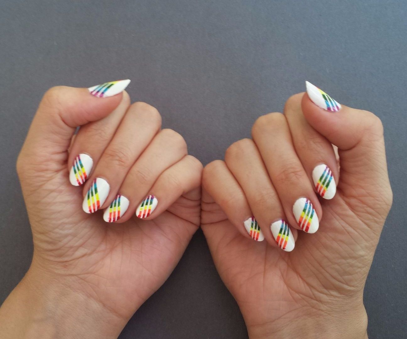 Rainbow Stripe Nails