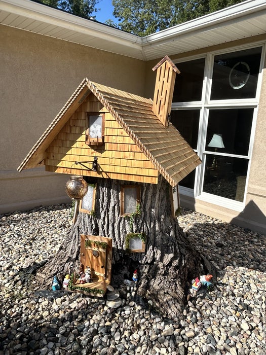 Illuminated Tree Stump Gnome Home