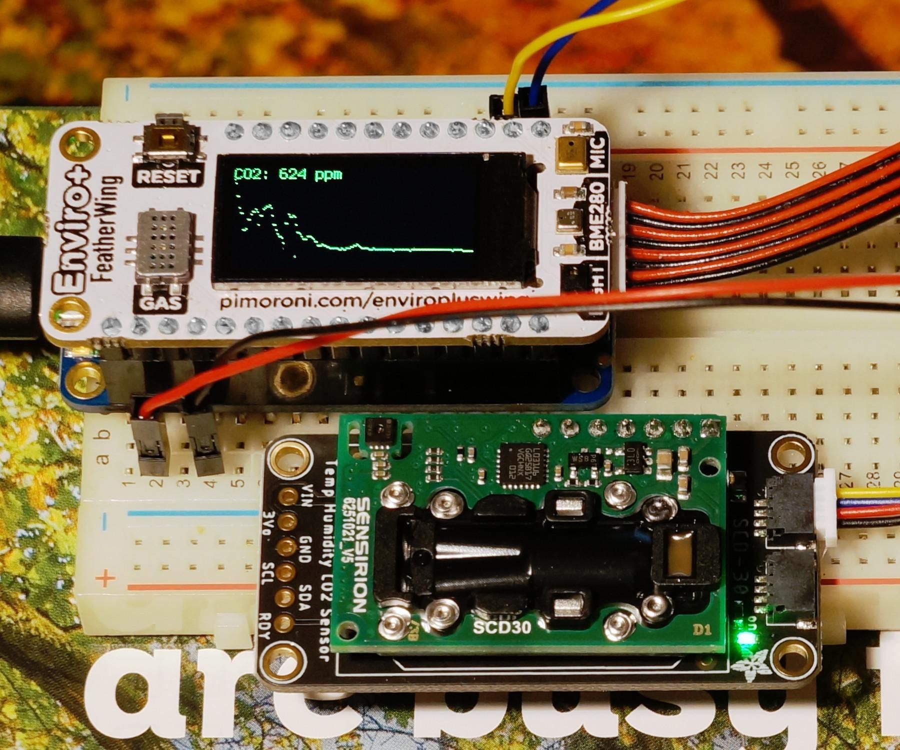 Plotting Carbon Dioxide Levels With the Pimoroni Enviro+ FeatherWing and Adafruit SCD-30