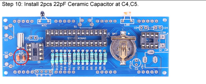Install 2pcs 22pF Ceramic Capacitor at C4,C5