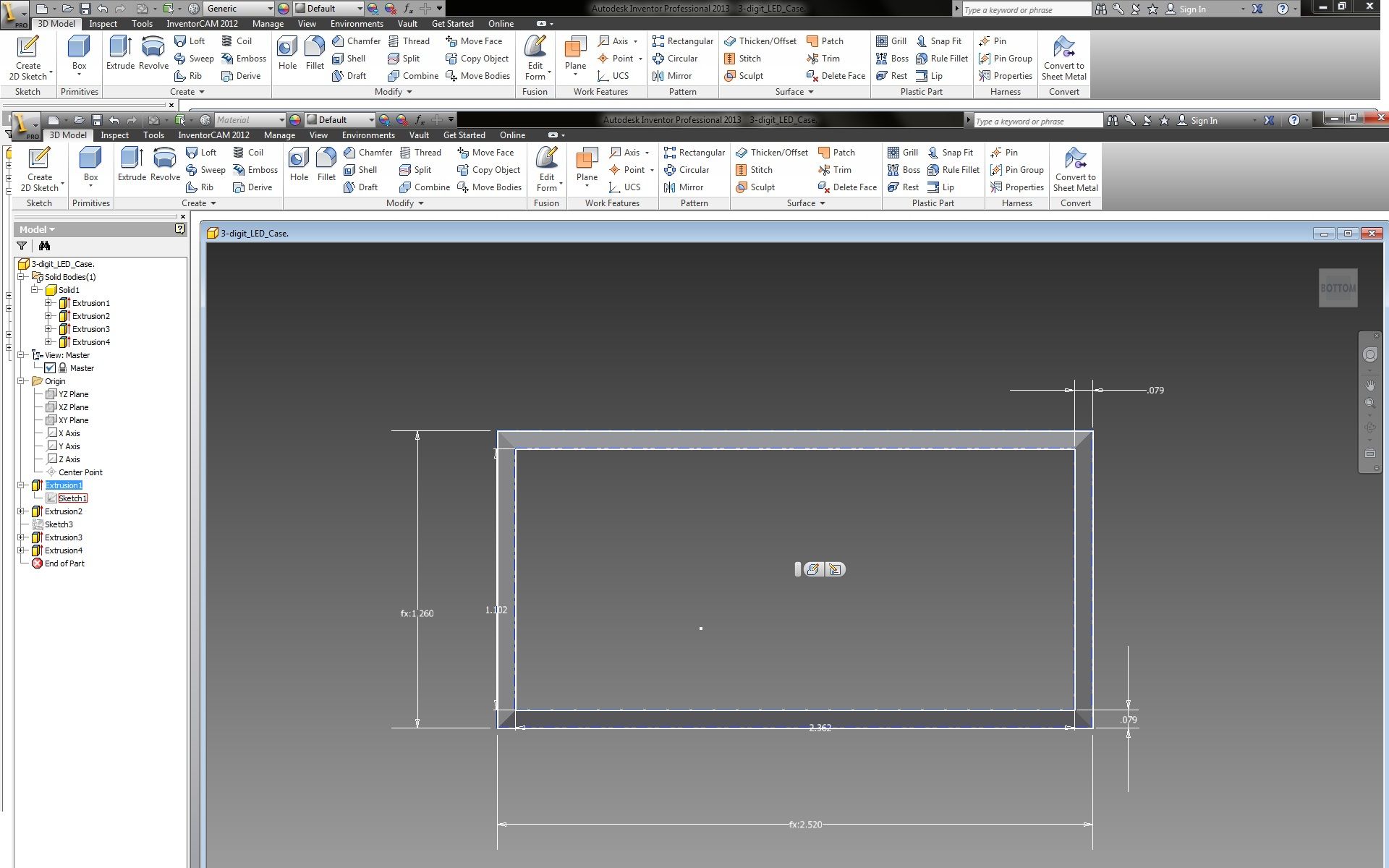3D Printed Part. 3-digit 7-segment LED Enclosure.  I Made It at TechShop.