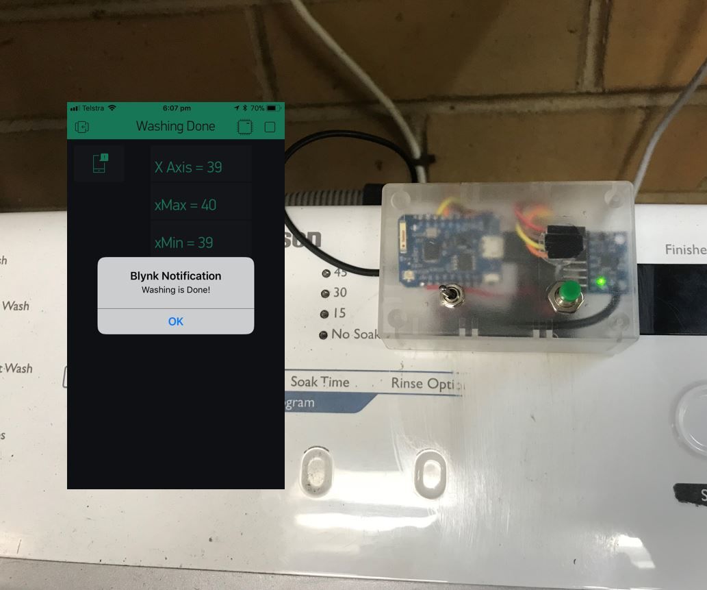 Arduino Washer Dryer Alert - Push Notification to Phone With Blynk