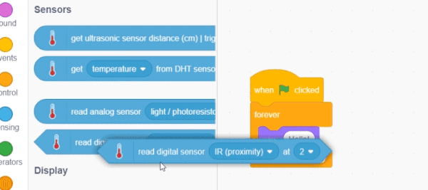 Coding Pictoblox Sensor Led Interface Sensors to Arduino Board Using PictoBlox: Scratch Blocks ...
