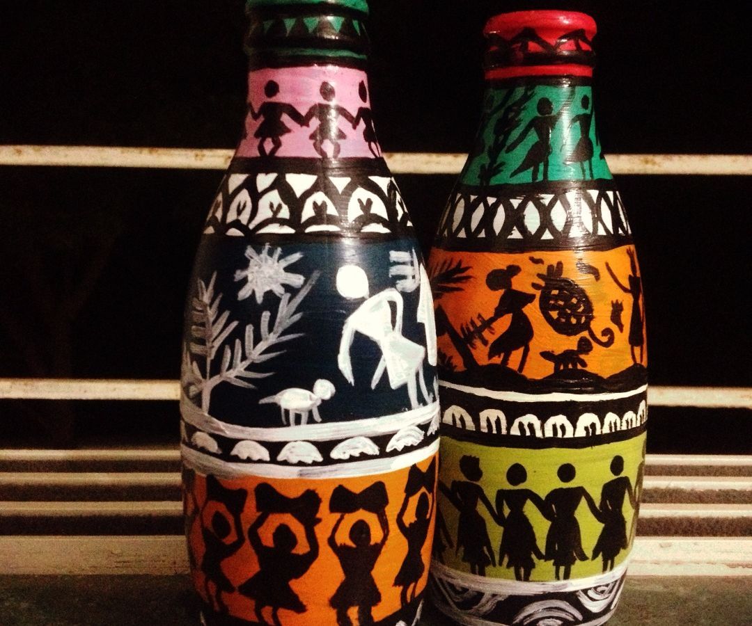 Hand Painted Bottles for Home Decor