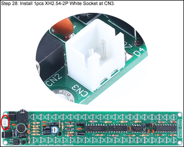 Install 1pcs XH2.54-2P White Socket at CN3