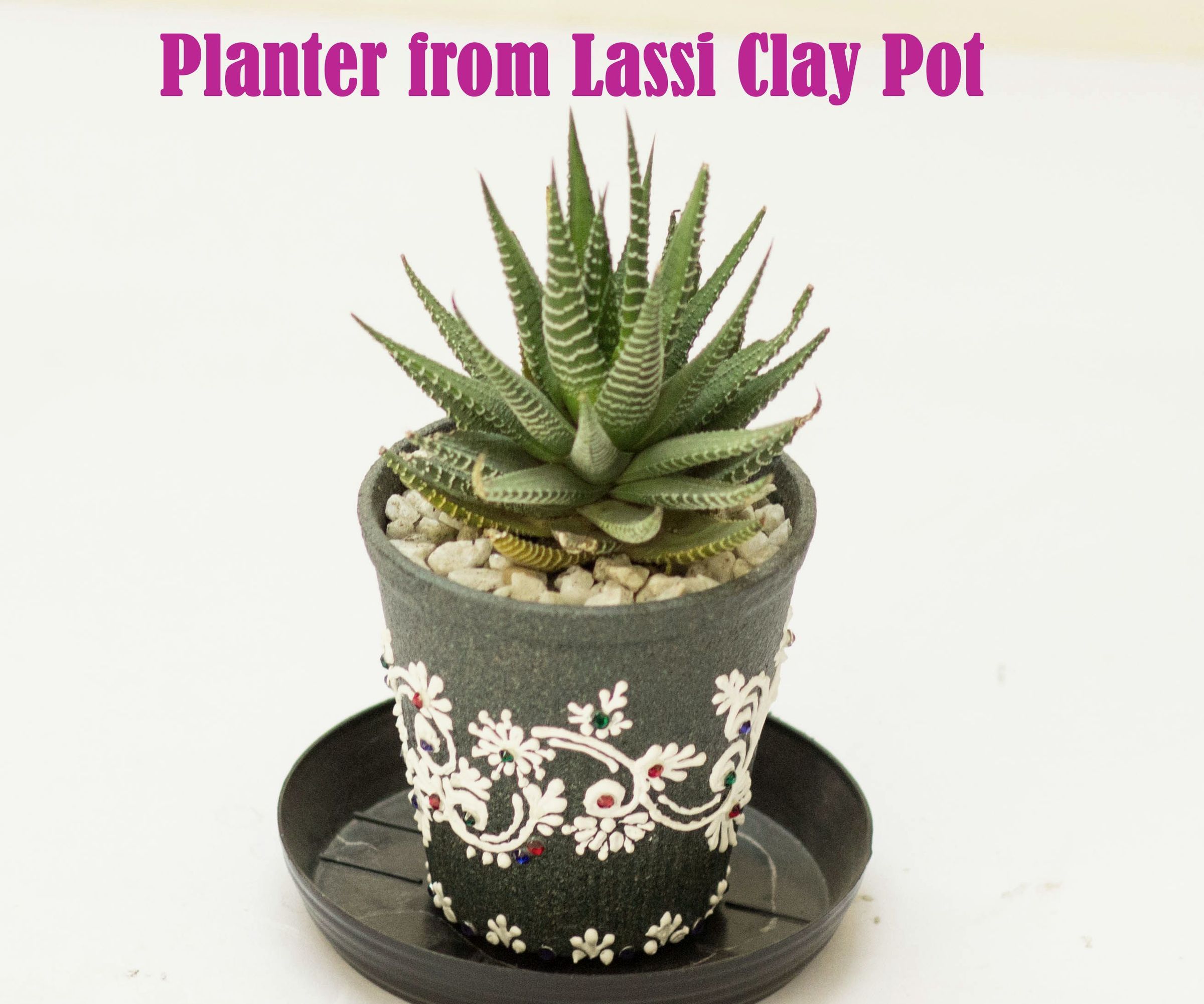 PLANTER FROM USED LASSI CLAY POT