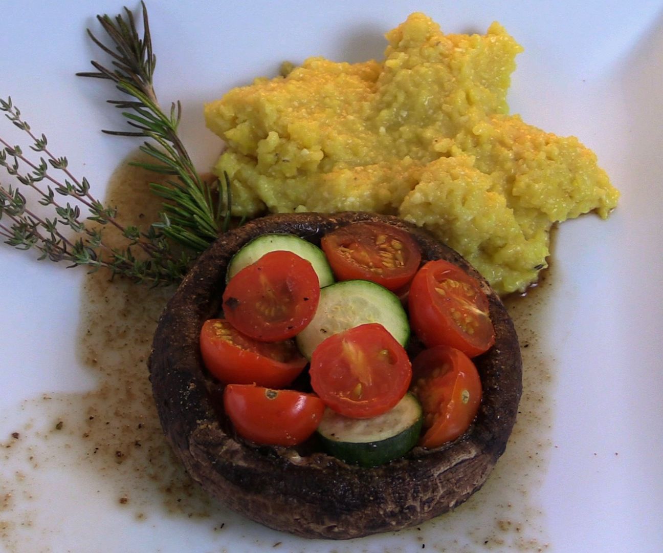 Baked Portobello Mushroom & Herbed Polenta - Vegan & Gluten Free