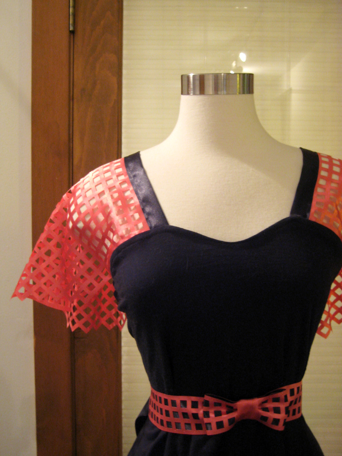 Black and Coral Laser Cut Dress