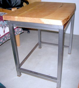 Computer Desk With Steel Tube Stand and Live Edge Wood Slab Top