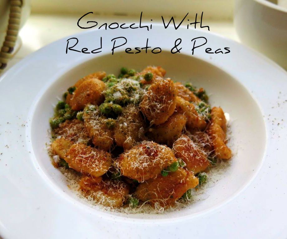 Gnocchi Served With Red Pesto and Peas
