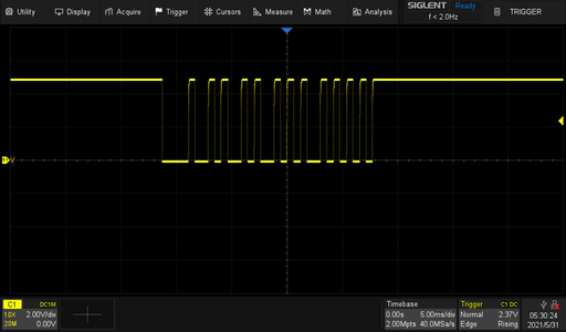 Figure 6  the Output Signal of the Infrared Receiver Module (U1)