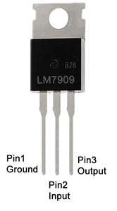 Connecting 7909 Negative Voltage Regulator