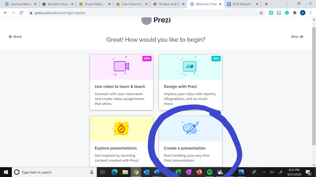 Step 6: Choose a Template or Project Type