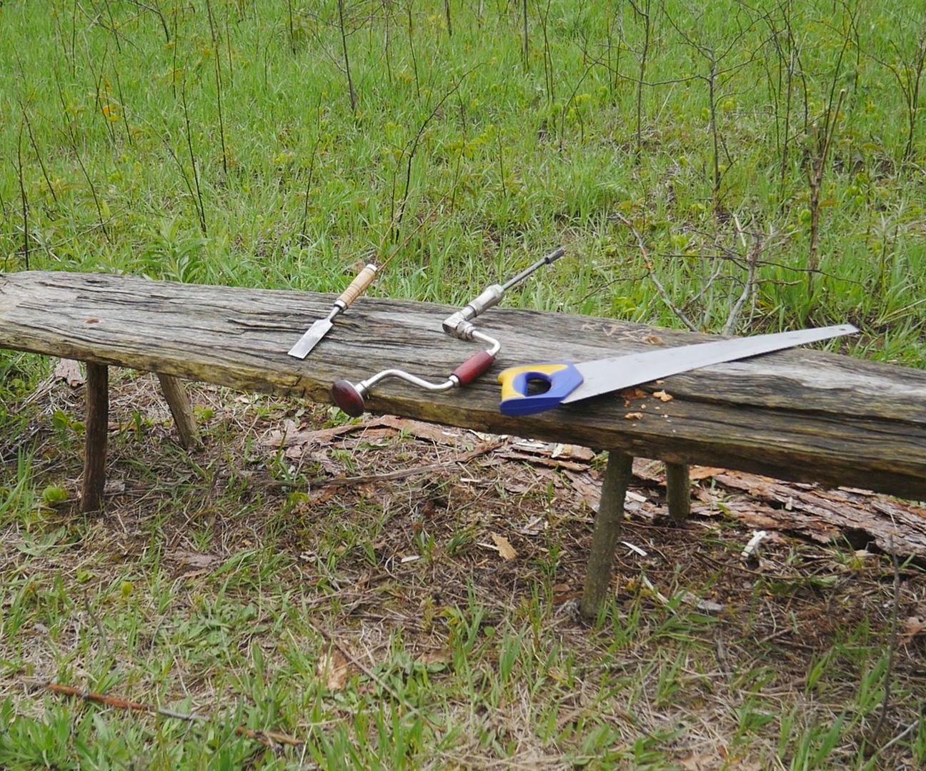 Rustic Campfire Bench With Basic Tools