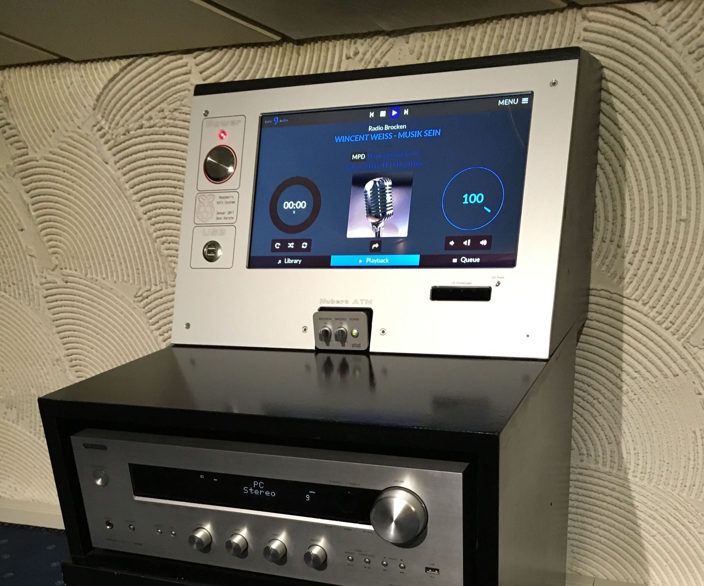 Raspberry MusicPlayer by RuneAudio With 15.6" Touch-Display