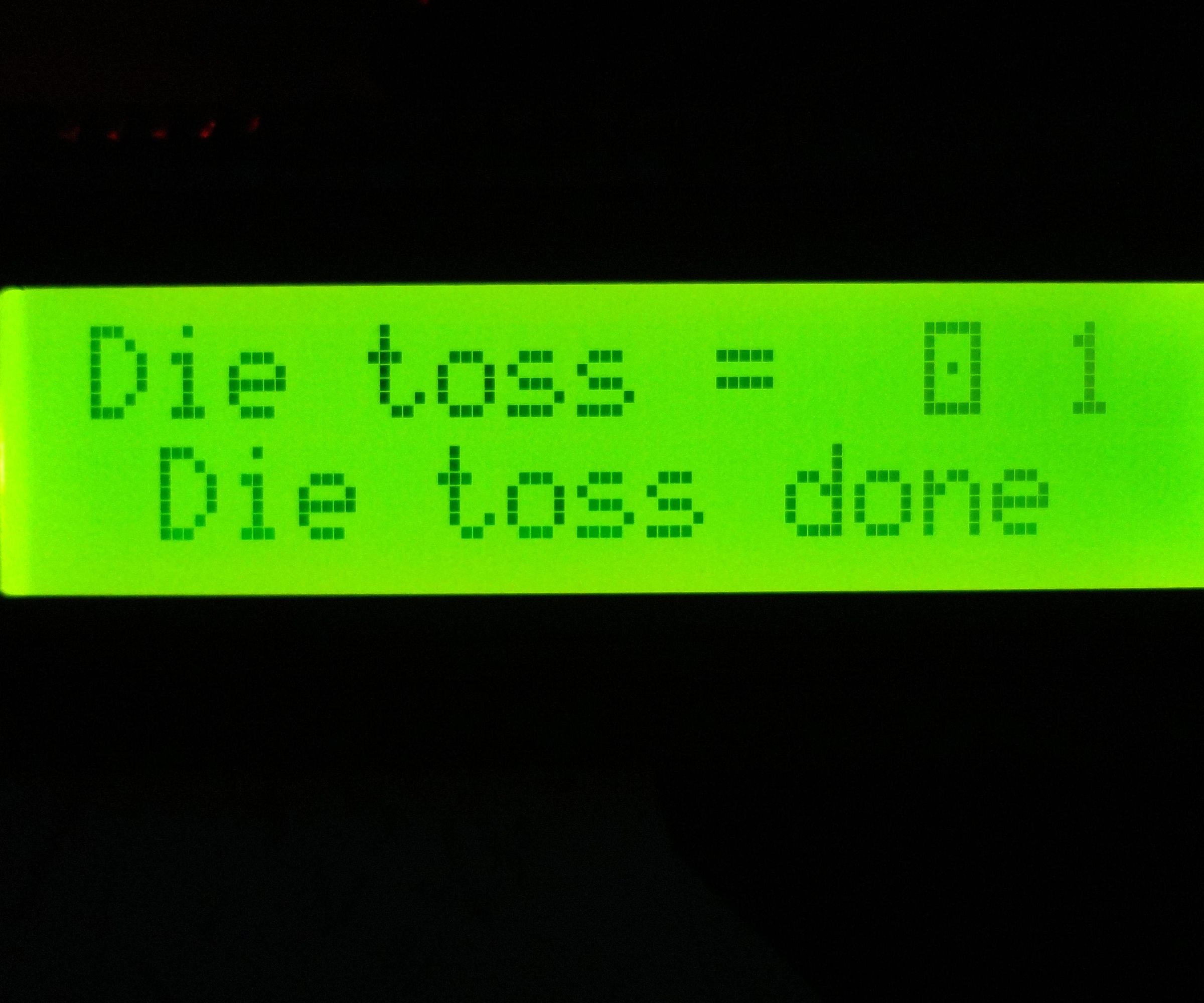 Die Toss Simulation With LCD Custom Characters