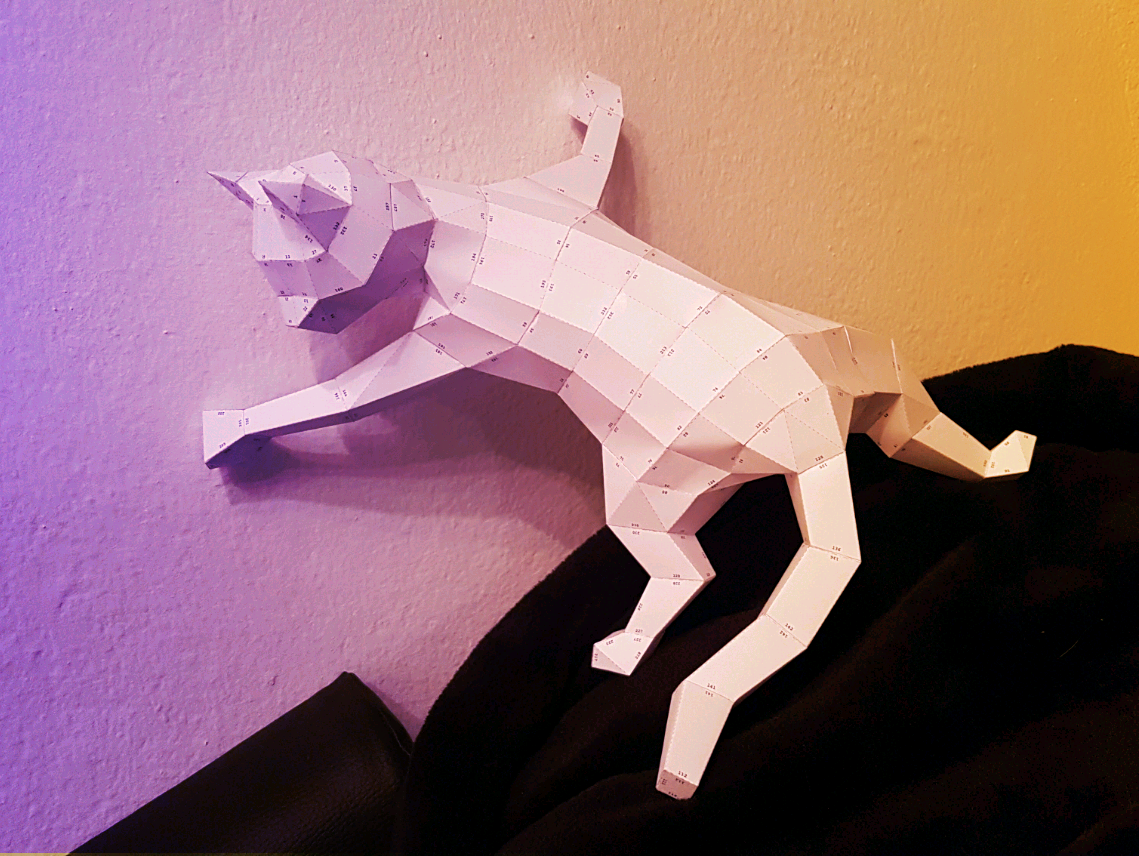 Low Poly Papercraft Katze Mit PDF Template Zum Selber Machen