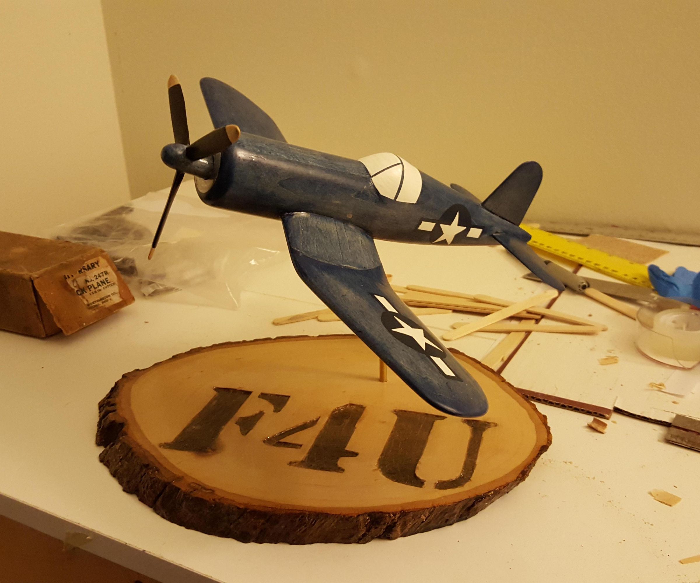 F4U Corsair Carved Wooden Airplane