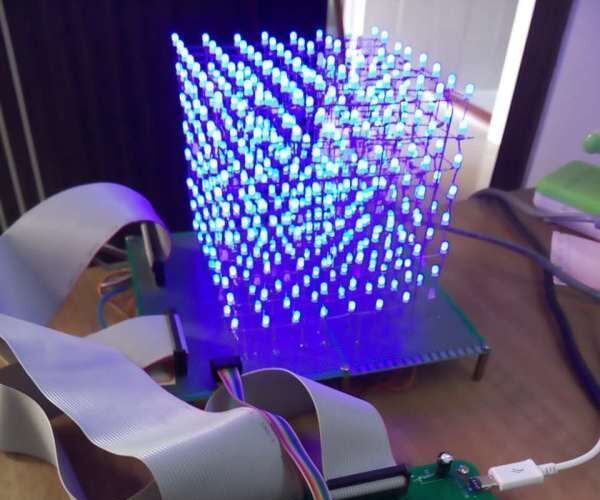 8x8x8 LED CUBE with Arduino+PCB board