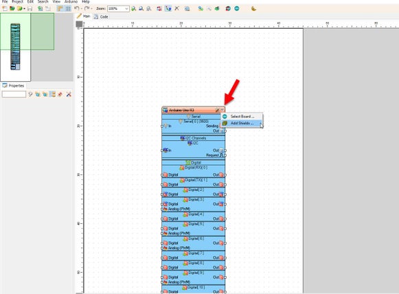 In Visuino Add Shield In Visuino Add Shield