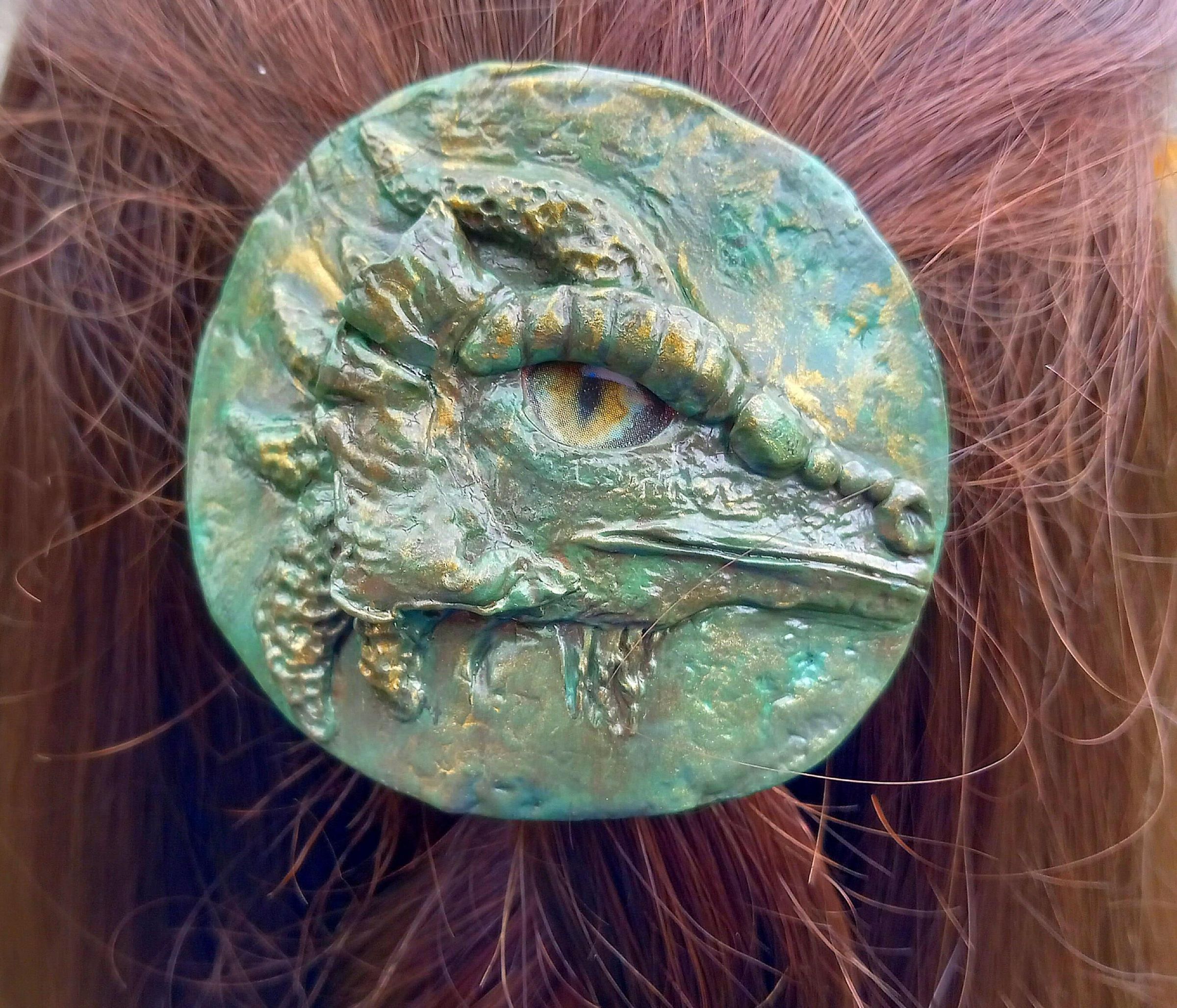 Green Dragon Viking Hair Medallion - Reuse Project