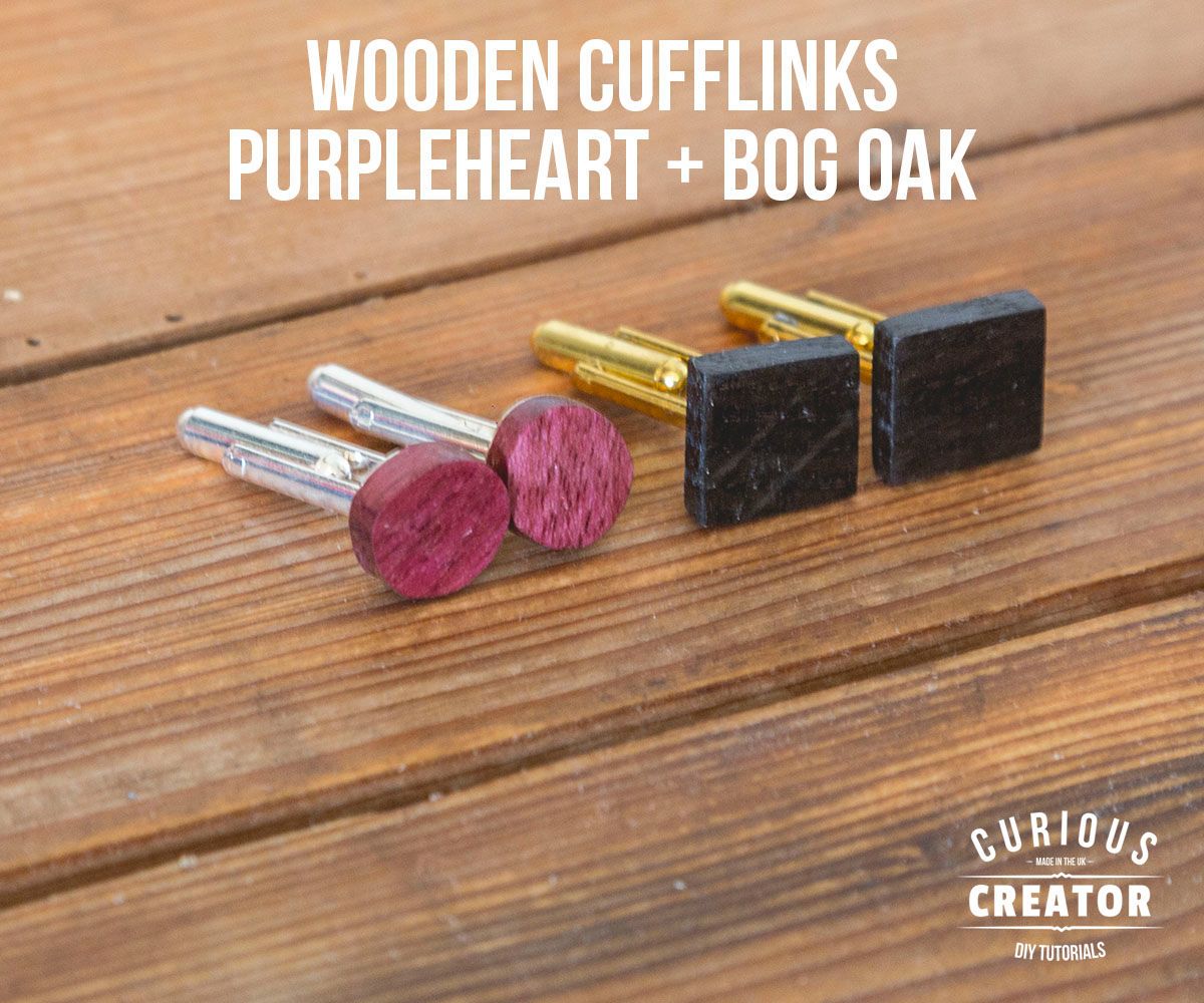 Wooden Cufflinks With Purpleheart + Bog Oak