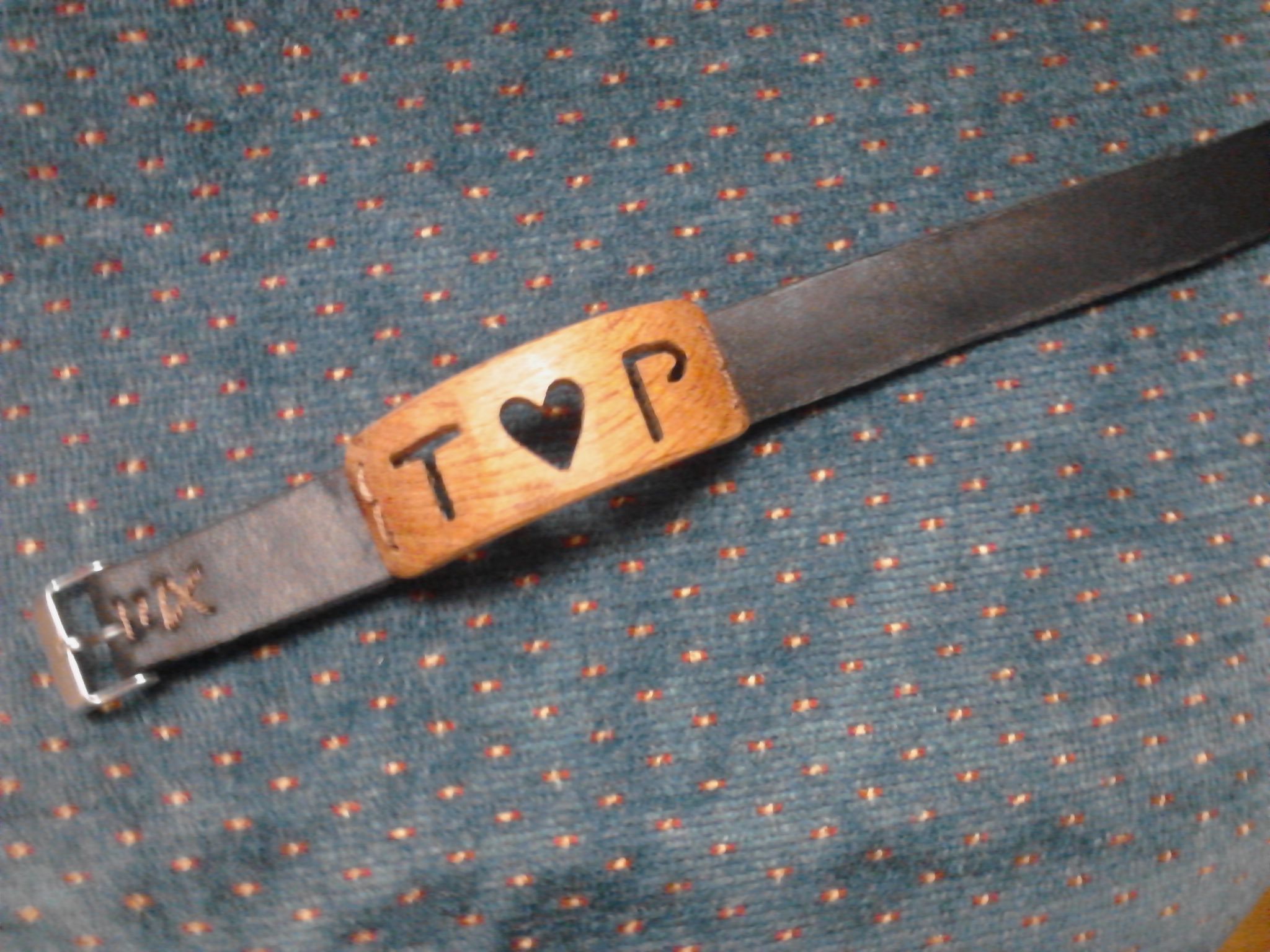 Custom Wood and Leather Name Bracelet