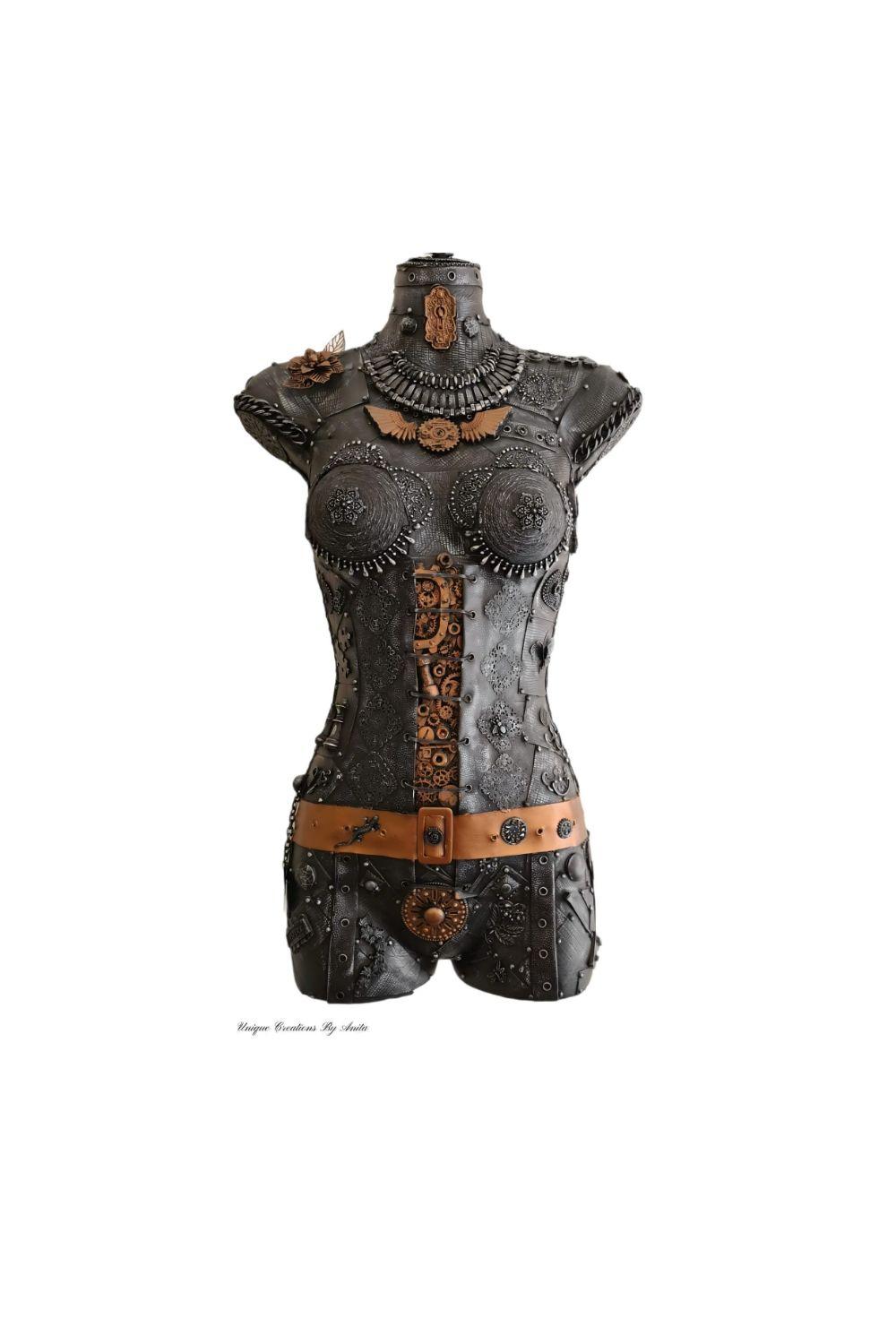 Steampunk Mixed-Media Assemblage Mannequin – DIY Wall Sculpture
