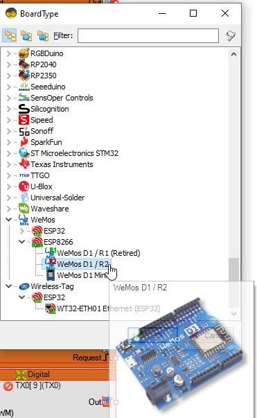 Start Visuino, and Select the WeMos D1 / R2 Board Type