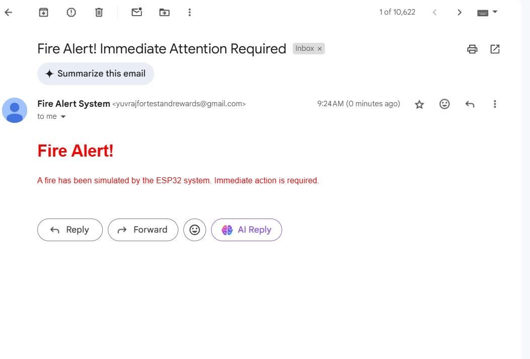 Email Fire Detection and Alert System Using an ESP32 Microcontroller ...