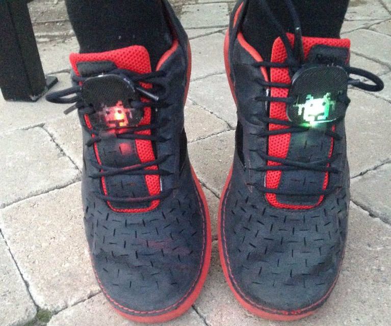 Glowing Space Invader Shoe Lace Accessory