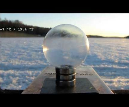 Frozen Soap Bubble on a Levitating and Spinning Magnet