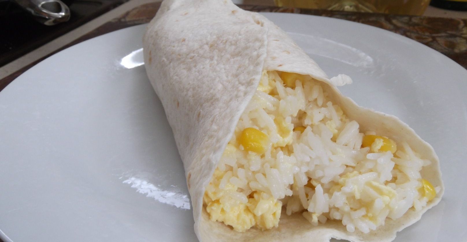 Golden Yellow Burrito - Rice, Egg and Sweetcorn! :)