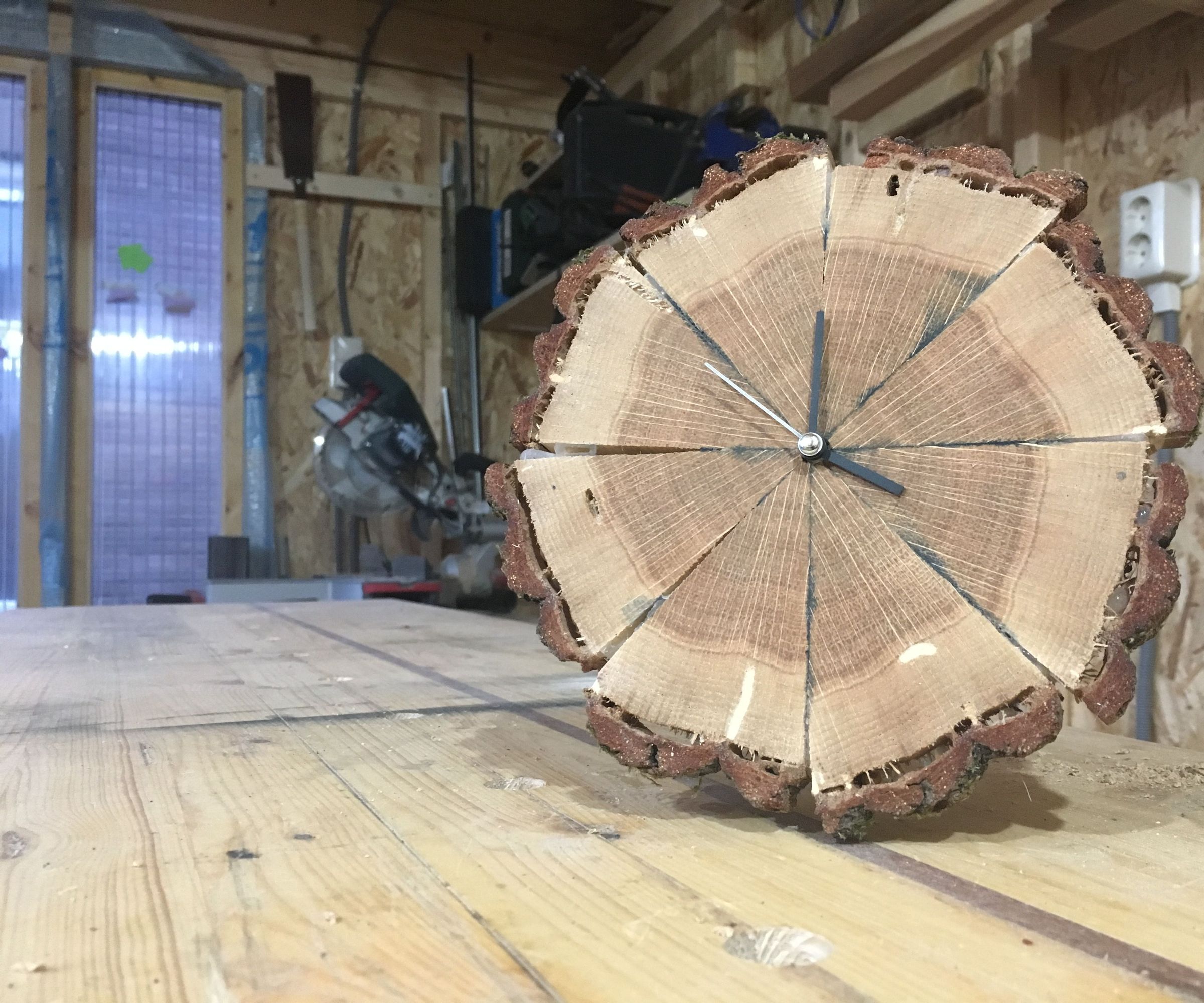 Segmented Oak Clock, From Firewood