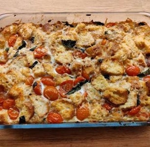 Tomato and Basil Bread Pudding