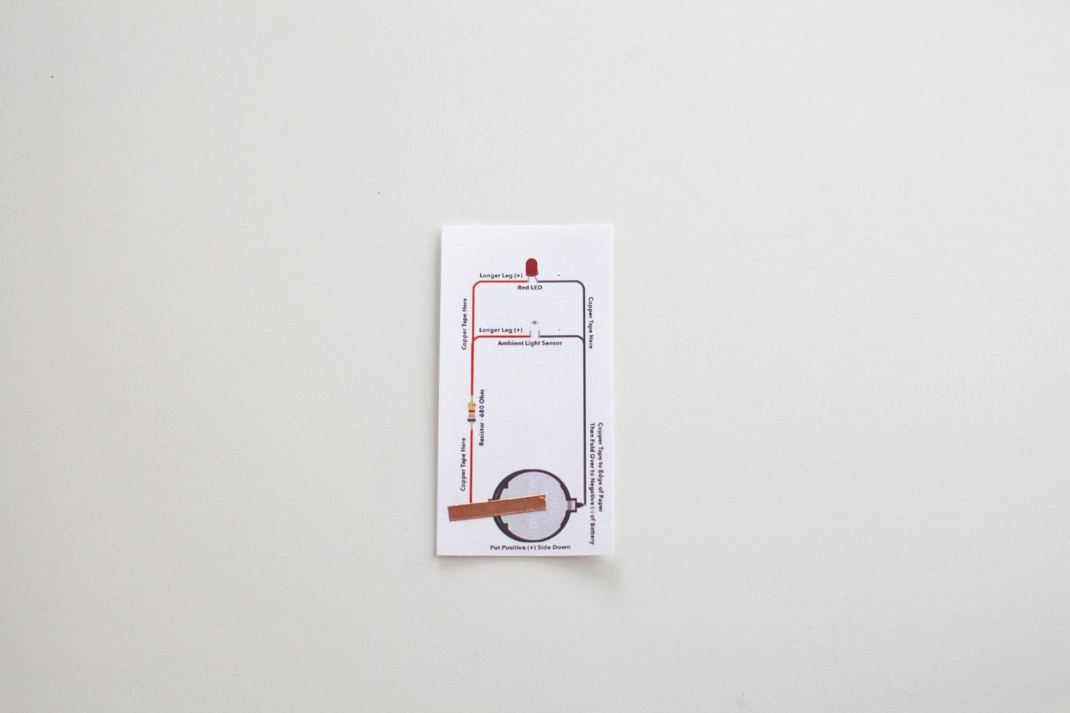 Make a Simple Ambient Light Sensor/Night Light Paper Circuit : 13 Steps ... Circuit Diagram