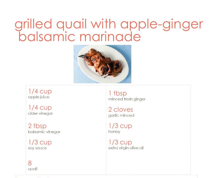 Apple-Ginger Balsamic Marinade/Grilled Quail