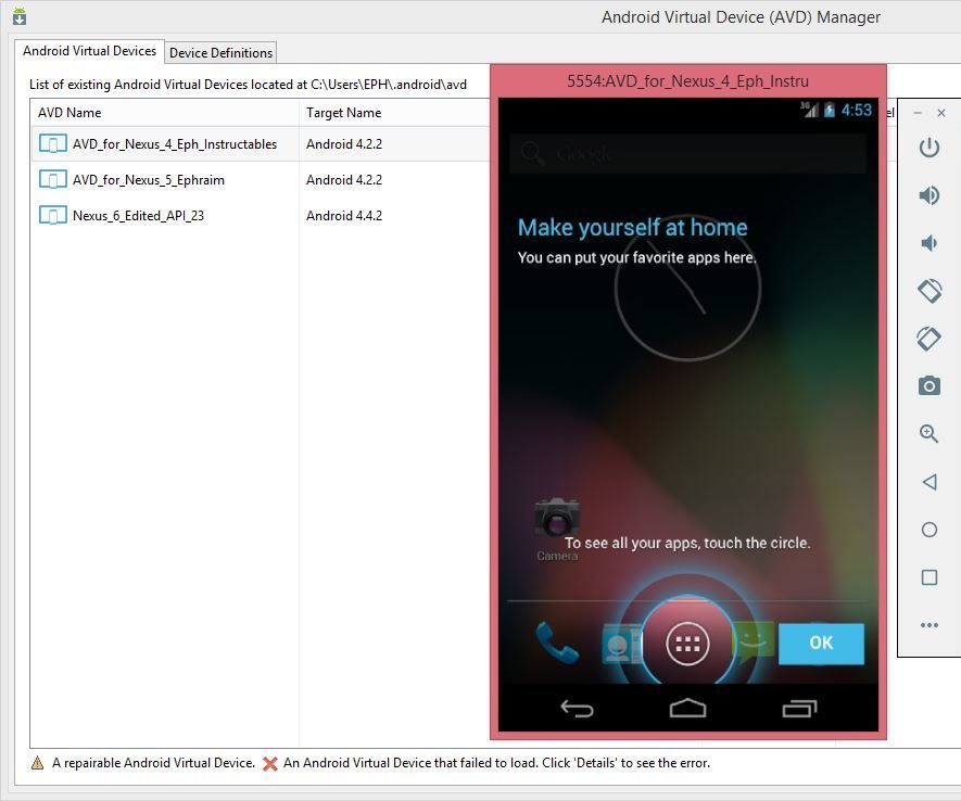 Part 2: Eclipse Mars 2 (Android Virtual Device Manager)