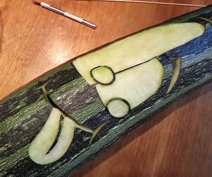 Carving a Zucchini Pumpkin