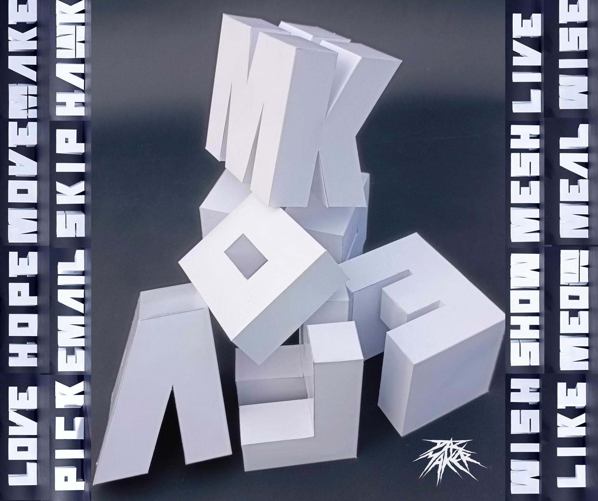 +50 Words 3D Ambigram Decoration