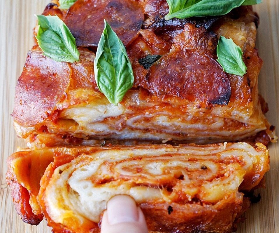 Babka Pizza: Swirled layers of pizza bread and cheese...